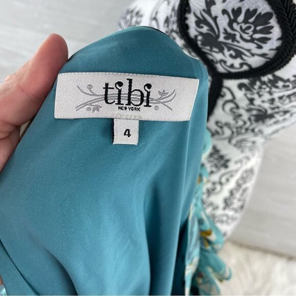 Tibi Alea Splatter Floral Ruffle Silk Midi Dress - Picture 10 of 10